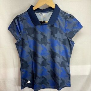 ADIDAS HEAT.RDY Girls Colorblock Cap Sleeve Golf Polo Primeblue Size L